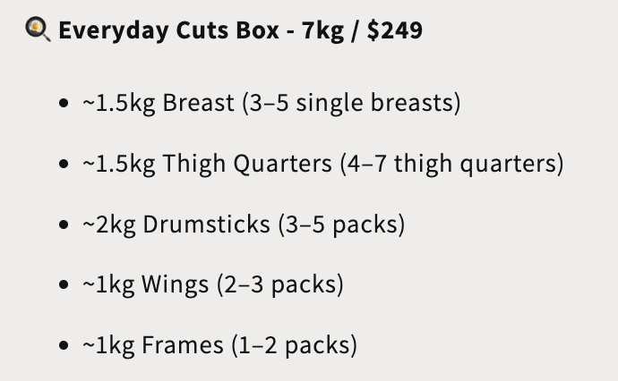 Hillside Chicken Cuts Box | AVAILABLE NOW